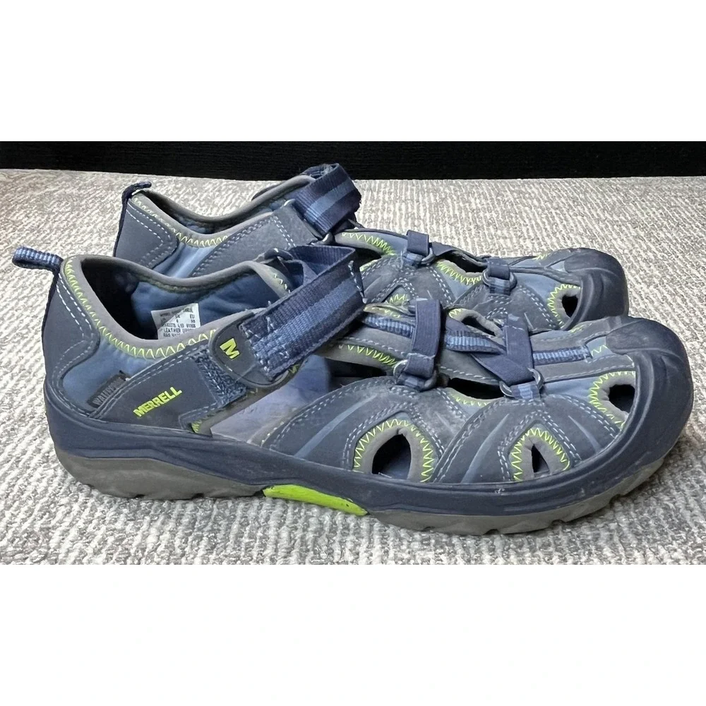 Merrell Hydro Hiker Sandal Shoes Mens Size 7 Blue Leather Hook &‎ Loop Hiking